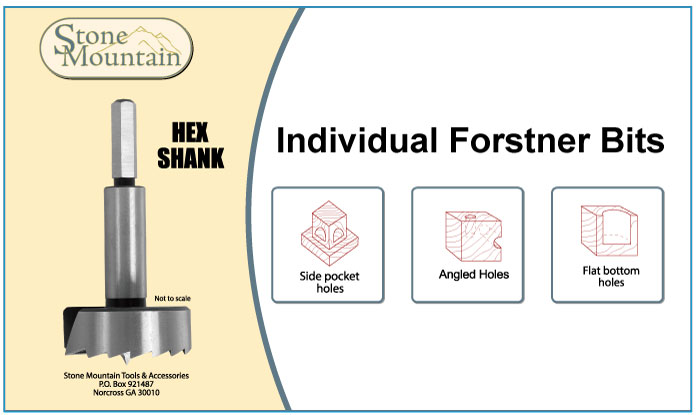 Stone Mountain Individual Hex Shank Forstner Bits